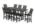 POLYWOOD Country Living Wovendale 9-Piece Bar Set with Trestle Legs in Black