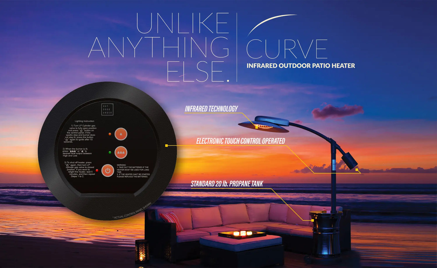 curved umbrella type outdoor patio heaters The Curve Patio Heater by Outdoor Order