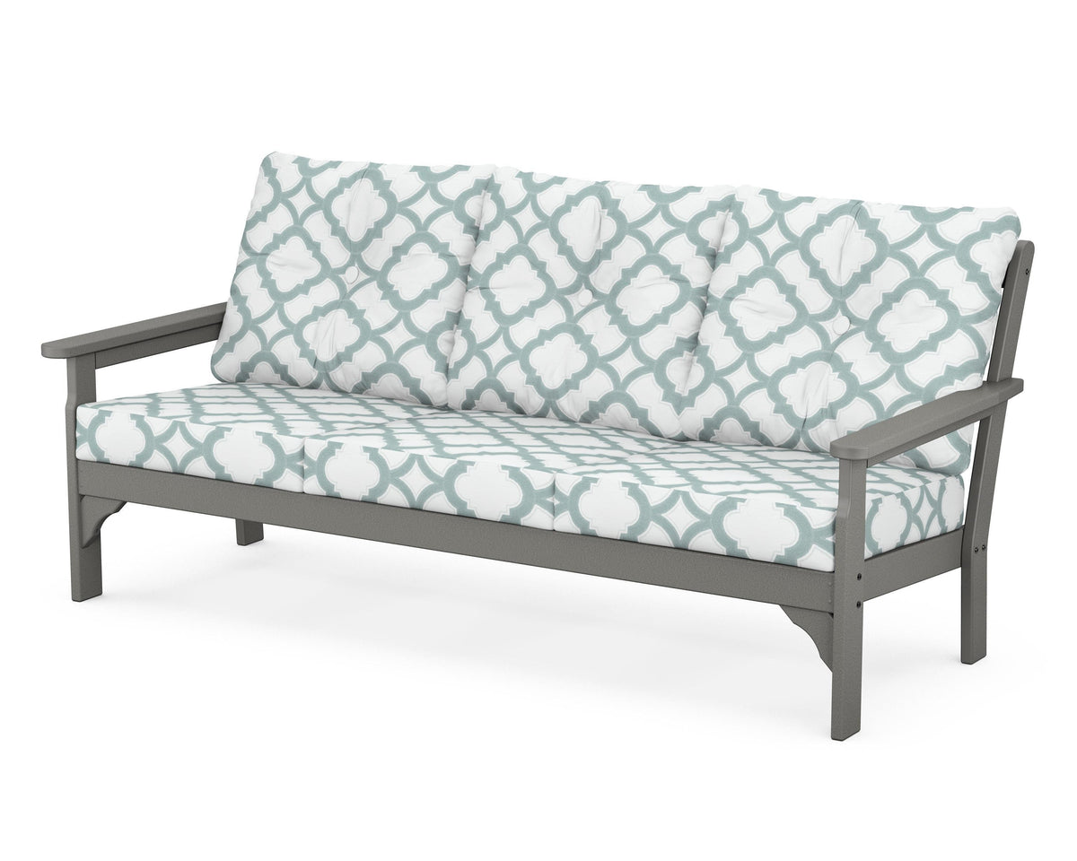 POLYWOOD Vineyard Deep Seating Sofa in Slate Grey / Trellis Glacier Spa