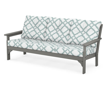 POLYWOOD Vineyard Deep Seating Sofa in Slate Grey / Trellis Glacier Spa