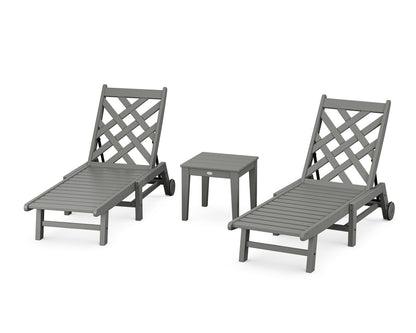 POLYWOOD Wovendale 3-Piece Chaise Set with Wheels in Slate Grey