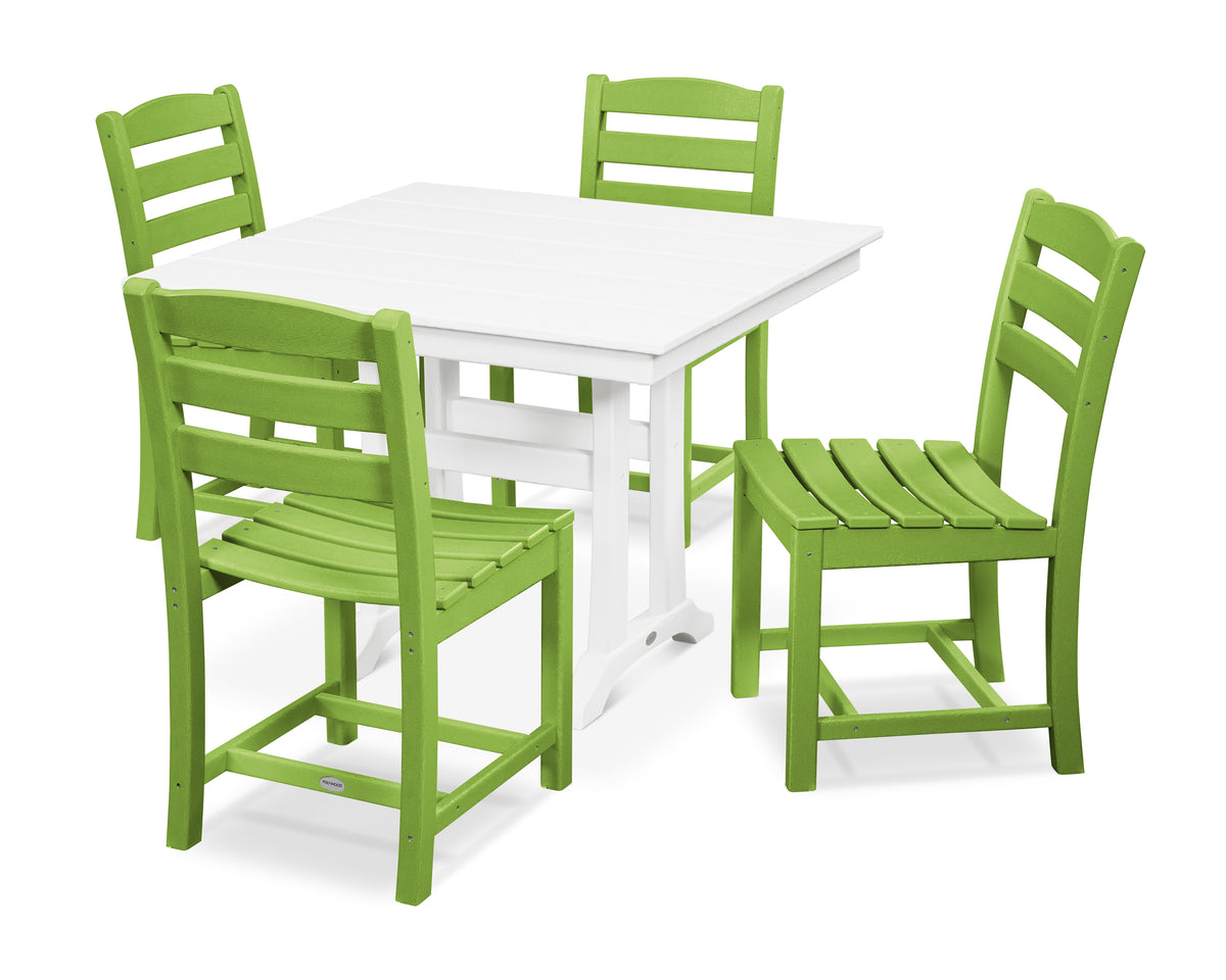 POLYWOOD La Casa Café 5-Piece Side Chair Dining Set in Lime / White