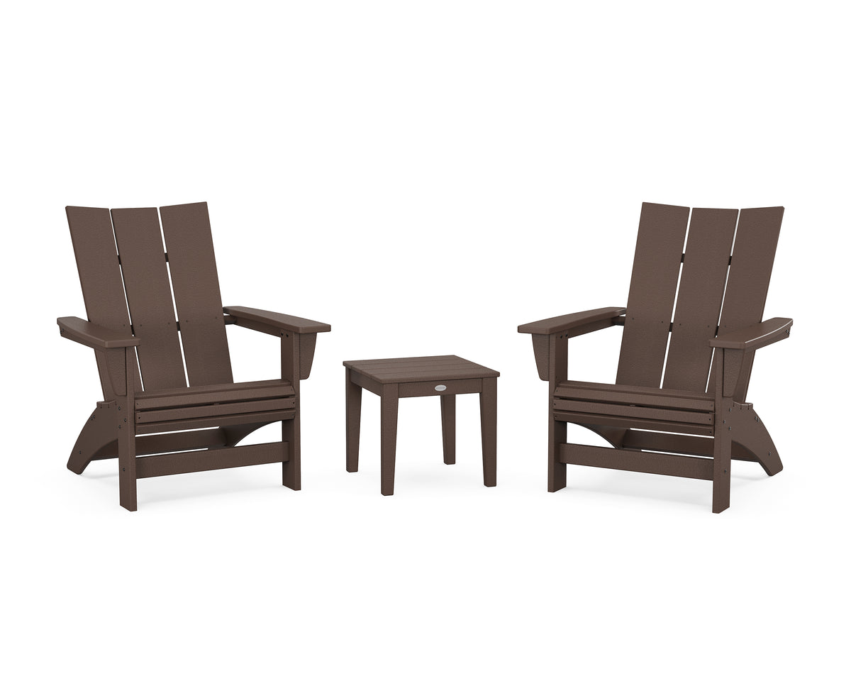 POLYWOOD 3-Piece Modern Grand Adirondack Set in Mahogany