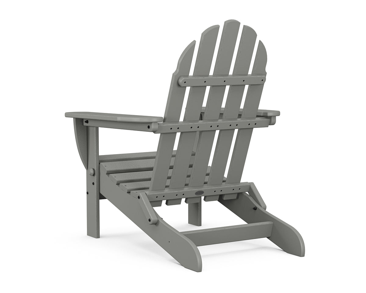 Angled view of the POLYWOOD Classic Folding Adirondack Chair in Slate Grey (2)