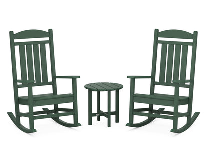 POLYWOOD Presidential 3-Piece Rocker Set with Round Side Table in Green