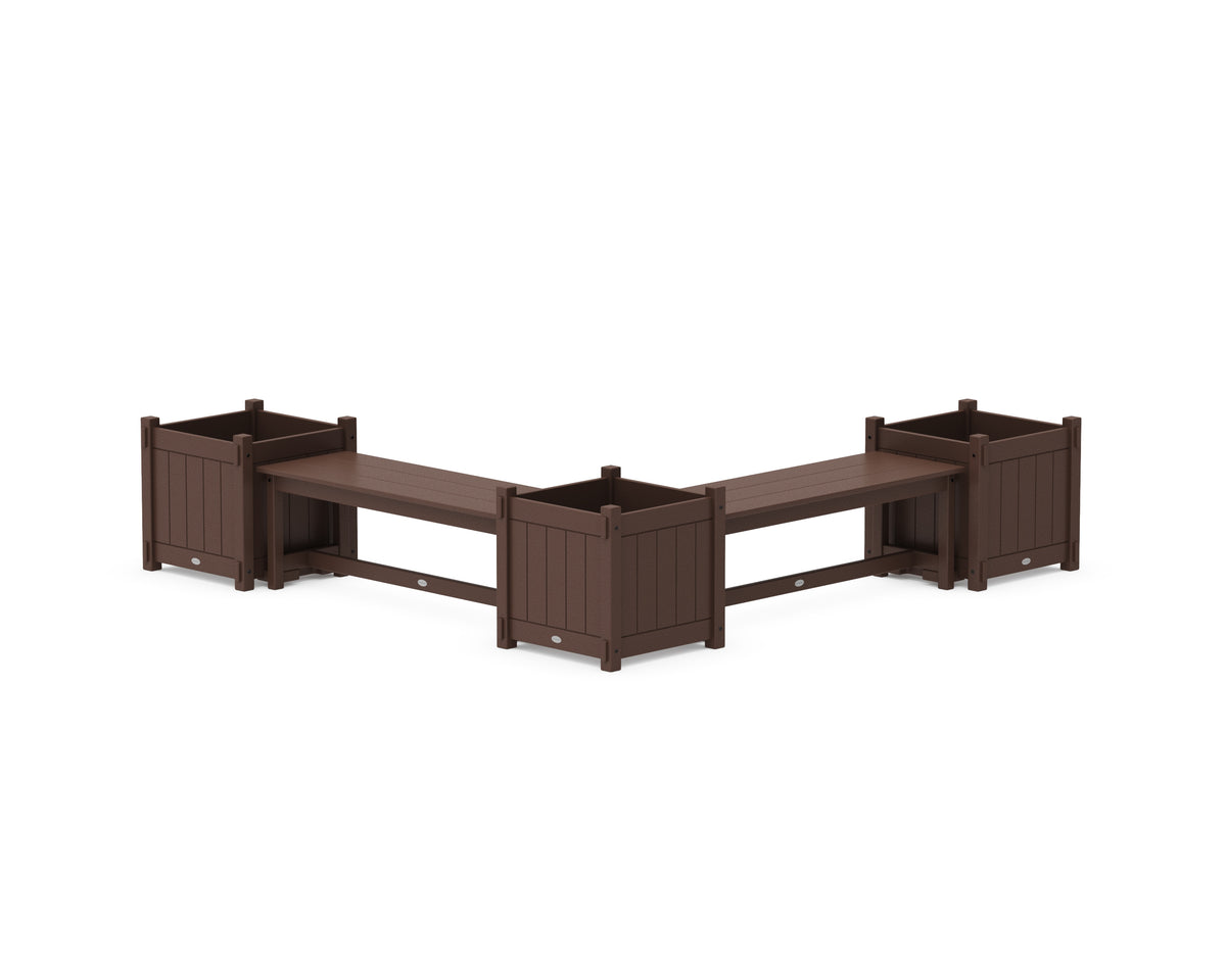 POLYWOOD 48" Vineyard L-Shaped Planter Bench Corner Set - Large in Mahogany