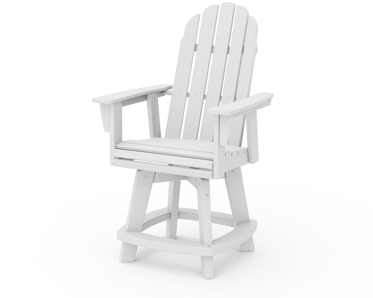 POLYWOOD Vineyard Curveback Adirondack Swivel Counter Chair in White