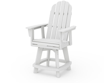 POLYWOOD Vineyard Curveback Adirondack Swivel Counter Chair in White