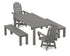POLYWOOD Vineyard Curveback Adirondack 5-Piece Parsons Swivel Dining Set with Benches in Slate Grey