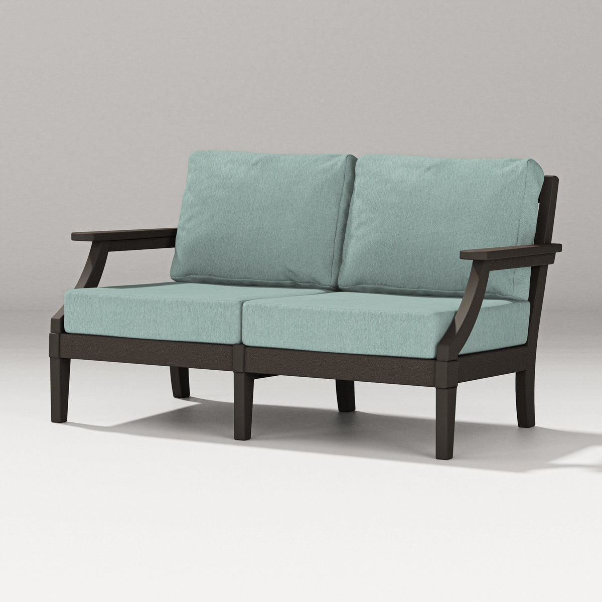 POLYWOOD Estate Loveseat in Vintage Coffee / Glacier Spa