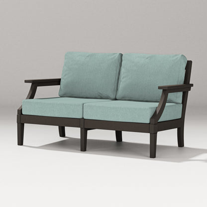 POLYWOOD Estate Loveseat in Vintage Coffee / Glacier Spa