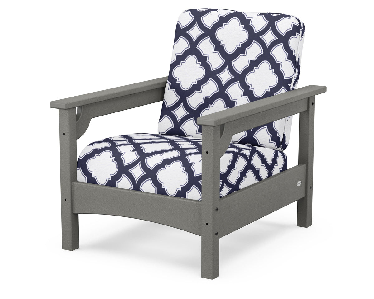 POLYWOOD Club Chair in Slate Grey / Trellis Navy