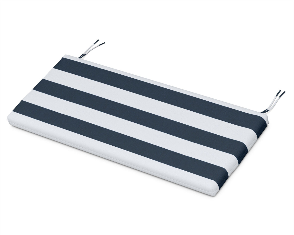 POLYWOOD Bench Seat Cushion - 17.5"D x 45.5"W x 2.5"H in Cabana Stripe Marine Indigo
