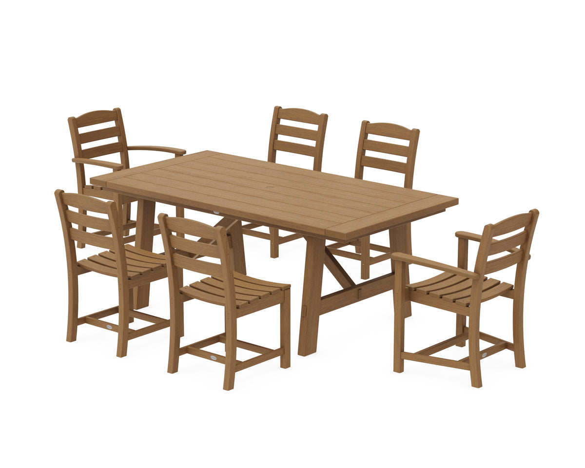 POLYWOOD La Casa Café 7-Piece Rustic Farmhouse Dining Set in Natural