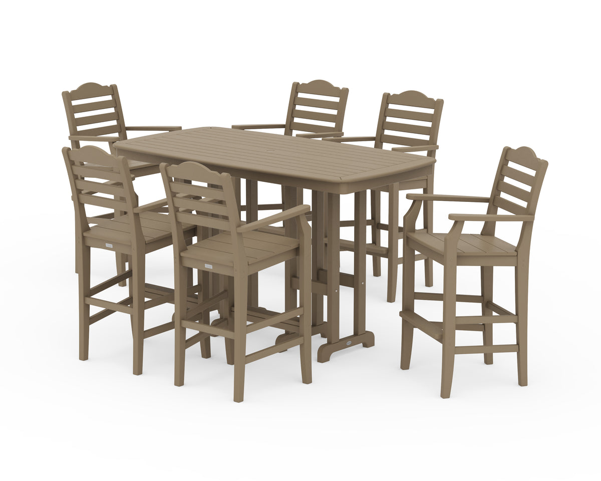 POLYWOOD Savannah Arm Chair 7-Piece Bar Set in Vintage Sahara