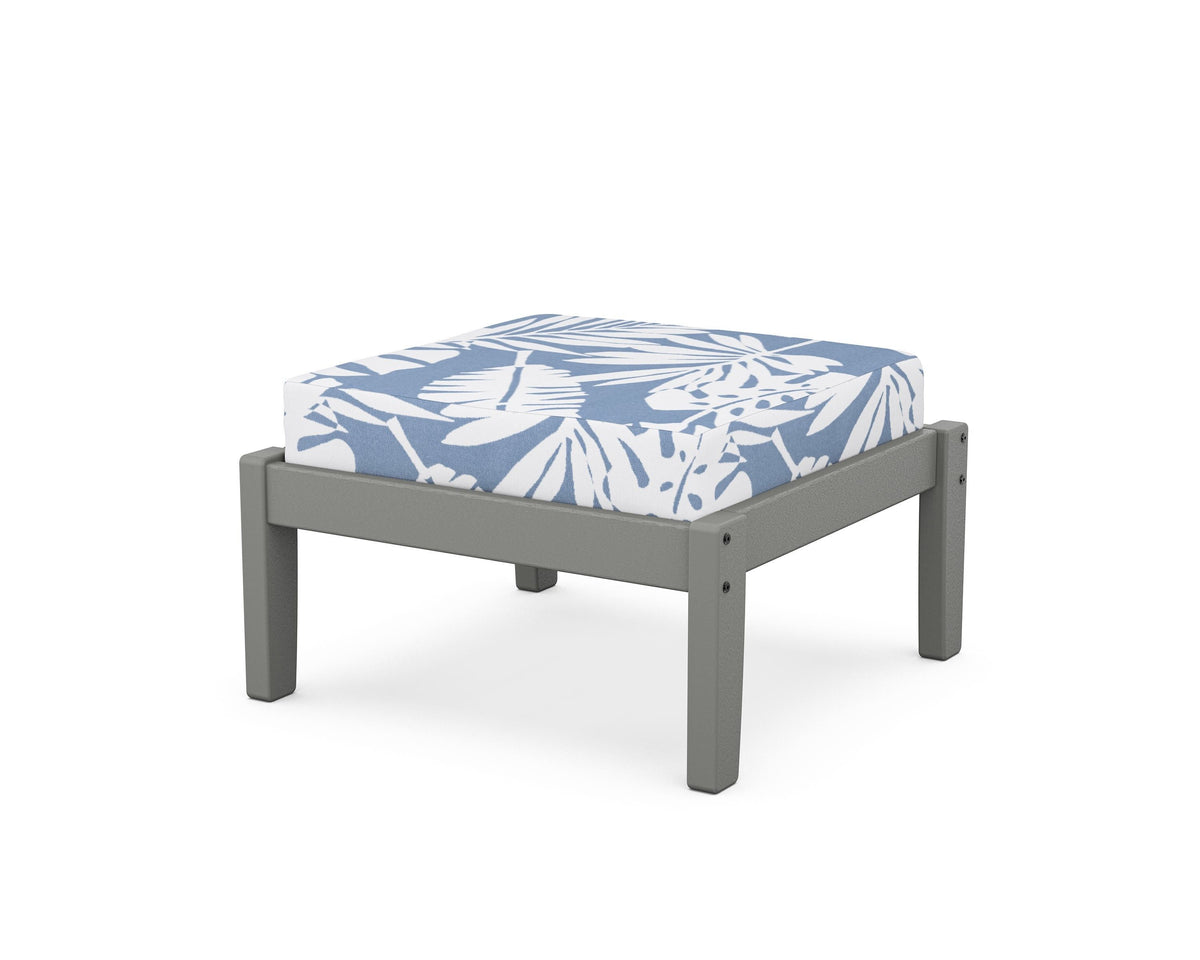 POLYWOOD Deep Seating Ottoman in Slate Grey / Leaf Sky Blue