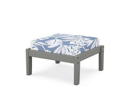 POLYWOOD Deep Seating Ottoman in Slate Grey / Leaf Sky Blue