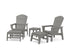 POLYWOOD 5-Piece Nautical Grand Upright Adirondack Set with Ottomans and Side Table in Slate Grey
