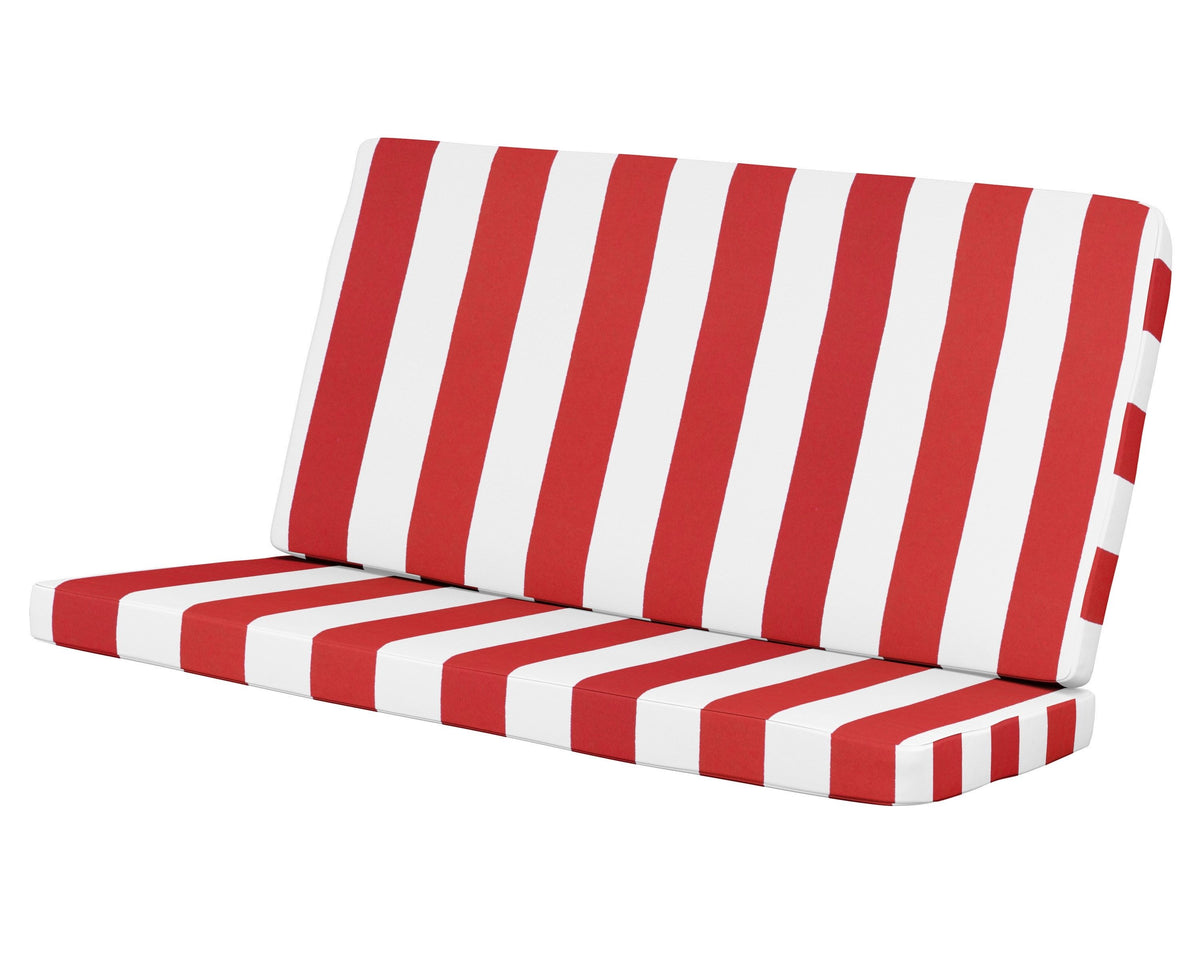 POLYWOOD Modern Loveseat Cushion in Cabana Stripe Crimson