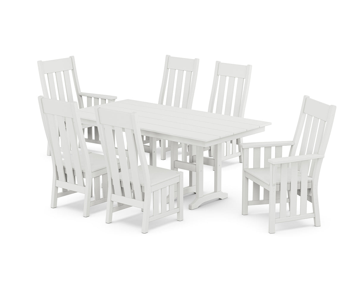 POLYWOOD Acadia 7-Piece Farmhouse Dining Set in White
