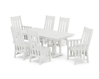 POLYWOOD Acadia 7-Piece Farmhouse Dining Set in White