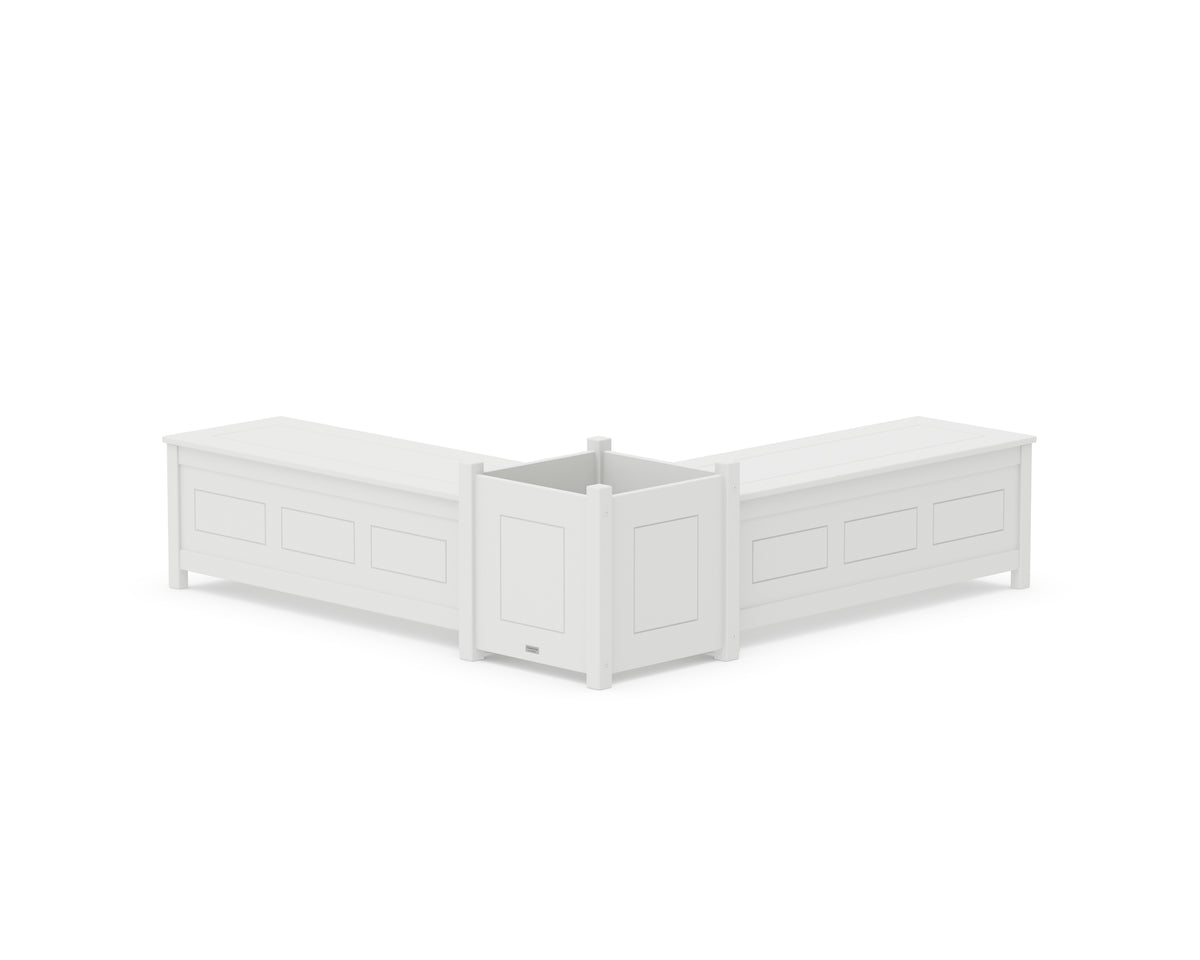 POLYWOOD 48" Country Living L-Shaped Planter Storage Bench Set - Large in White