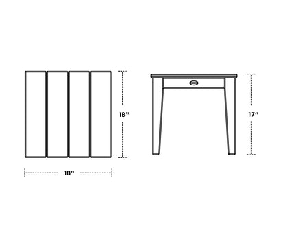 Dimensions of a piece of furniture with measurements indicated.