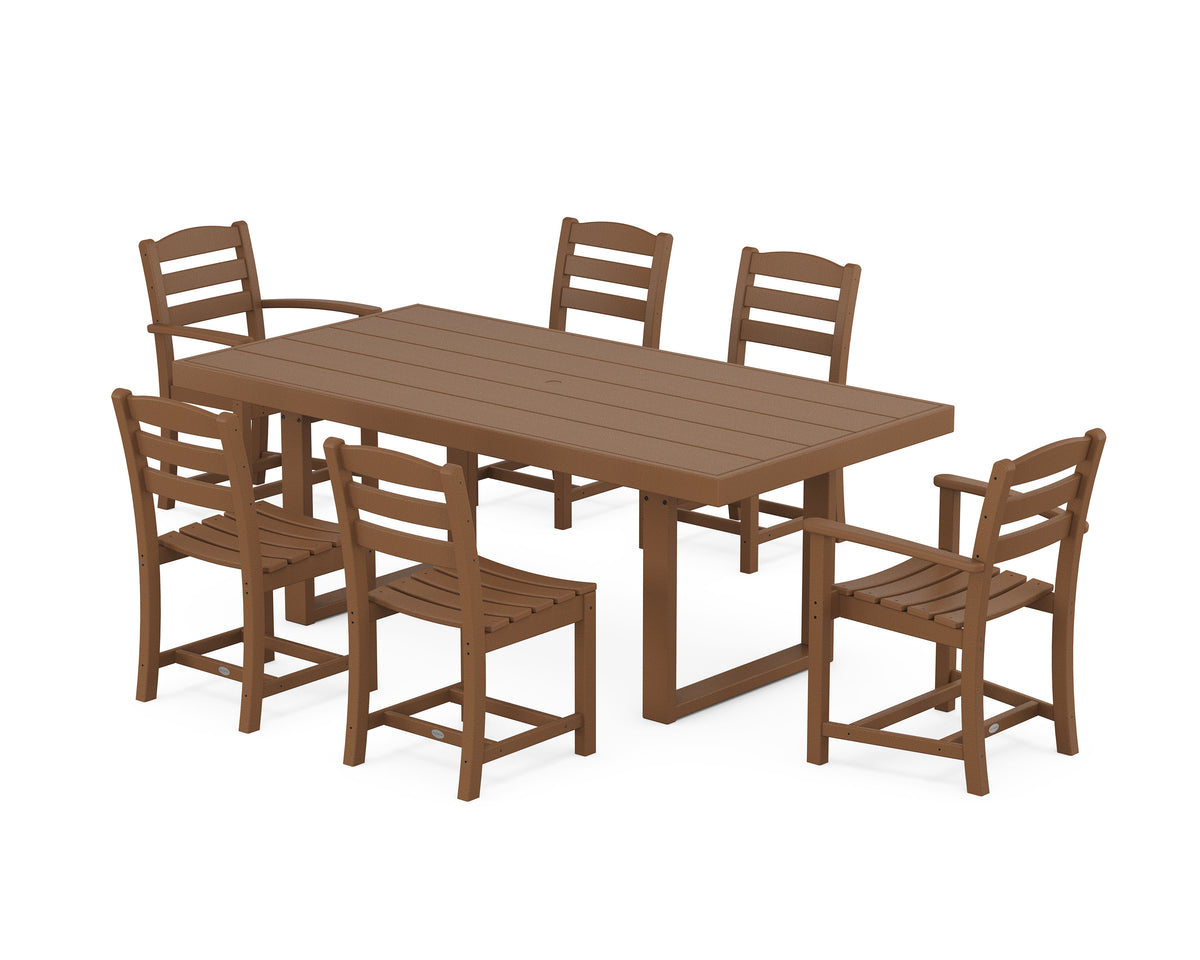 POLYWOOD La Casa Café 7-Piece Dining Set - 39" x 78" Table in Teak