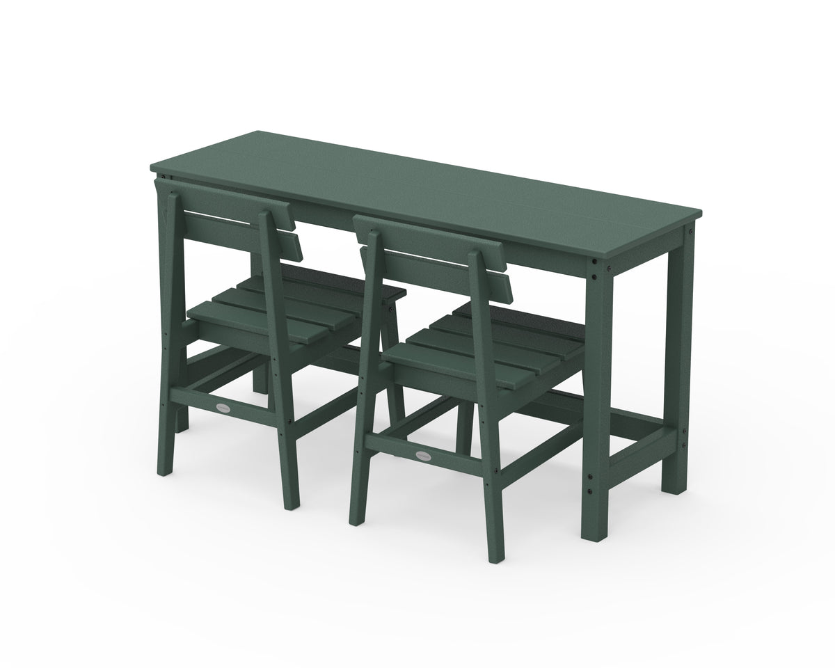 POLYWOOD Modern Studio Plaza Chair 3-Piece Balcony Set in Green