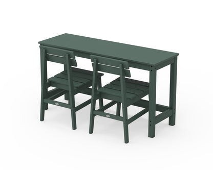 POLYWOOD Modern Studio Plaza Chair 3-Piece Balcony Set in Green