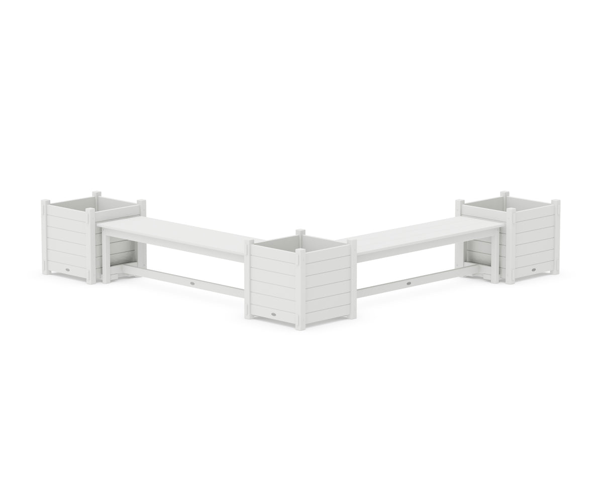 POLYWOOD 60" Nautical L-Shaped Planter Bench Corner Set - Large in White