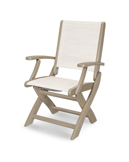 POLYWOOD Coastal Folding Chair in Vintage Sahara with Vintage Sahara arms and Parchment sling