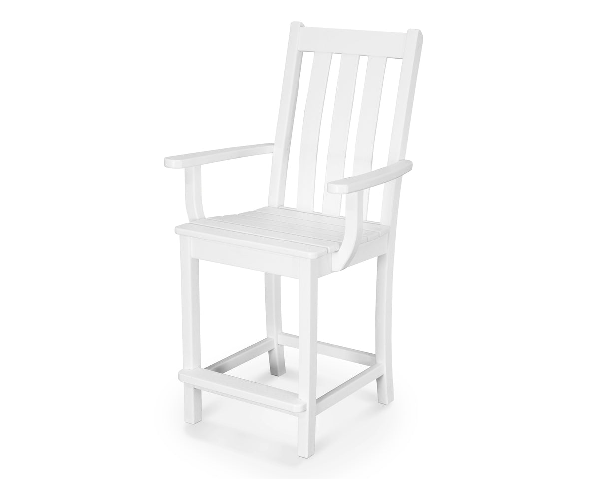 POLYWOOD Vineyard Counter Arm Chair in White