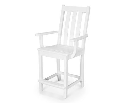 POLYWOOD Vineyard Counter Arm Chair in White