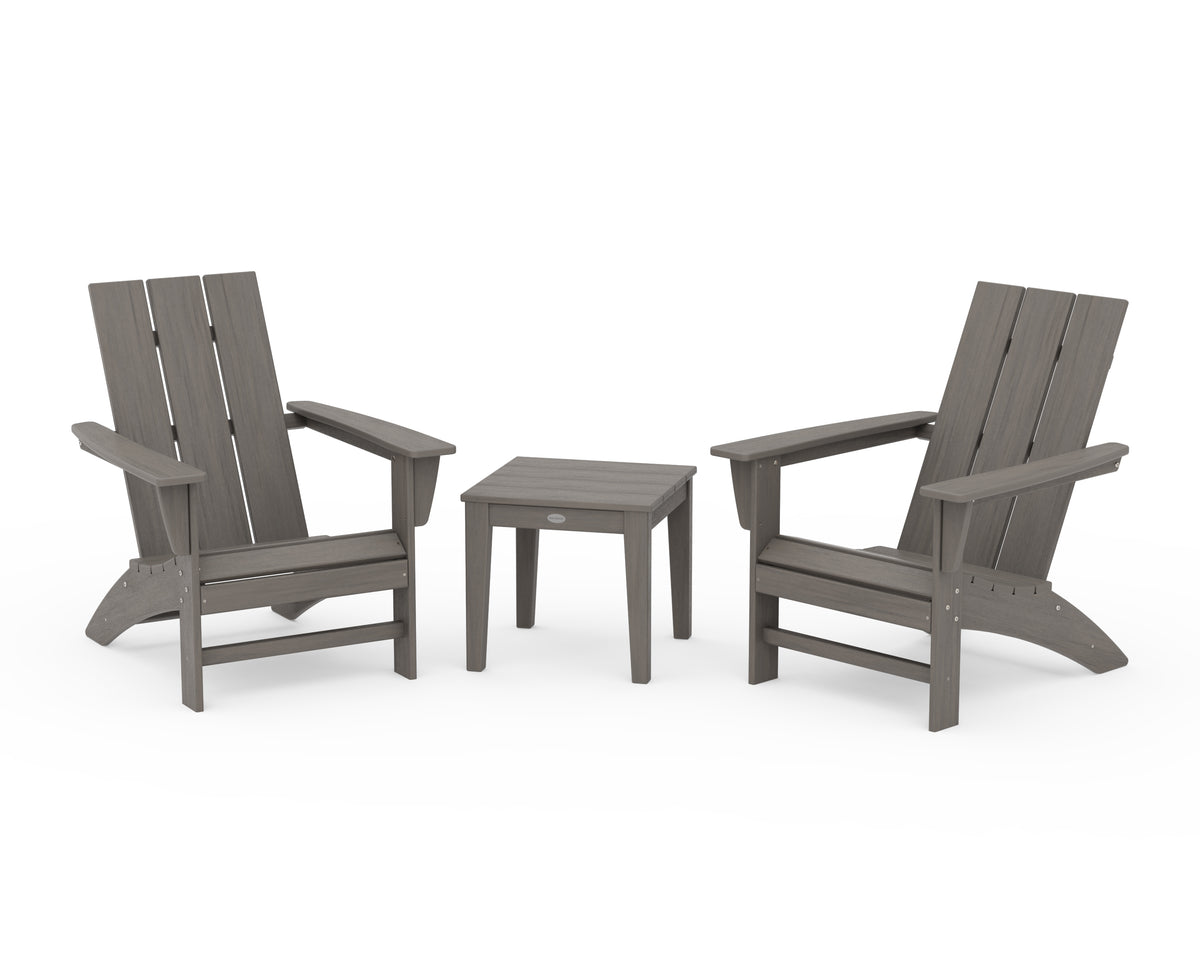 POLYWOOD Modern Adirondack 3-Piece Set in Driftwood