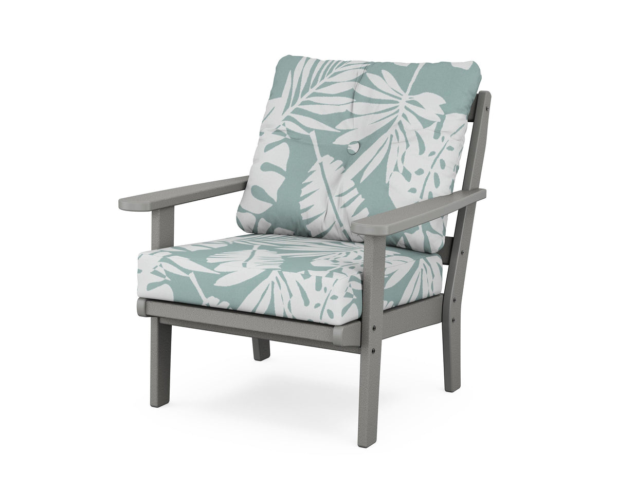 POLYWOOD Mission Deep Seating Chair in Slate Grey / Leaf Glacier Spa