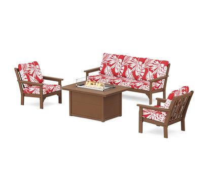 POLYWOOD Vineyard Deep Seating Fire Pit Table Set
