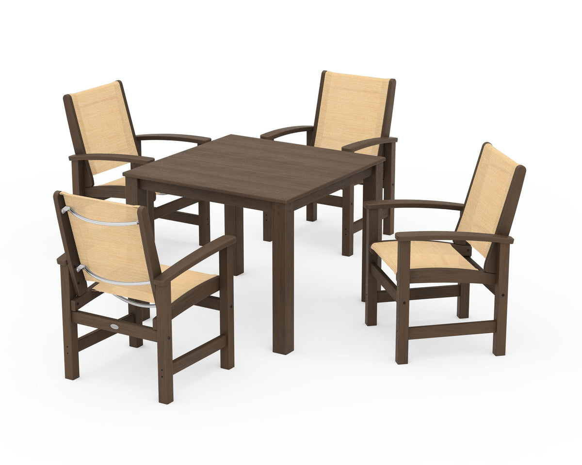 POLYWOOD Coastal 5-Piece Parsons Dining Set in Kona / Dupioni Apricot