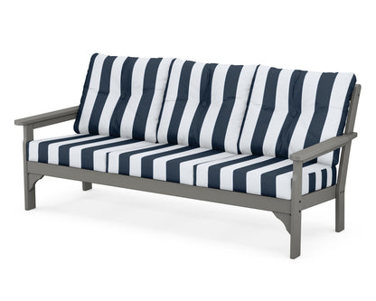 POLYWOOD Vineyard Deep Seating Sofa in Slate Grey / Cabana Stripe Marine Indigo