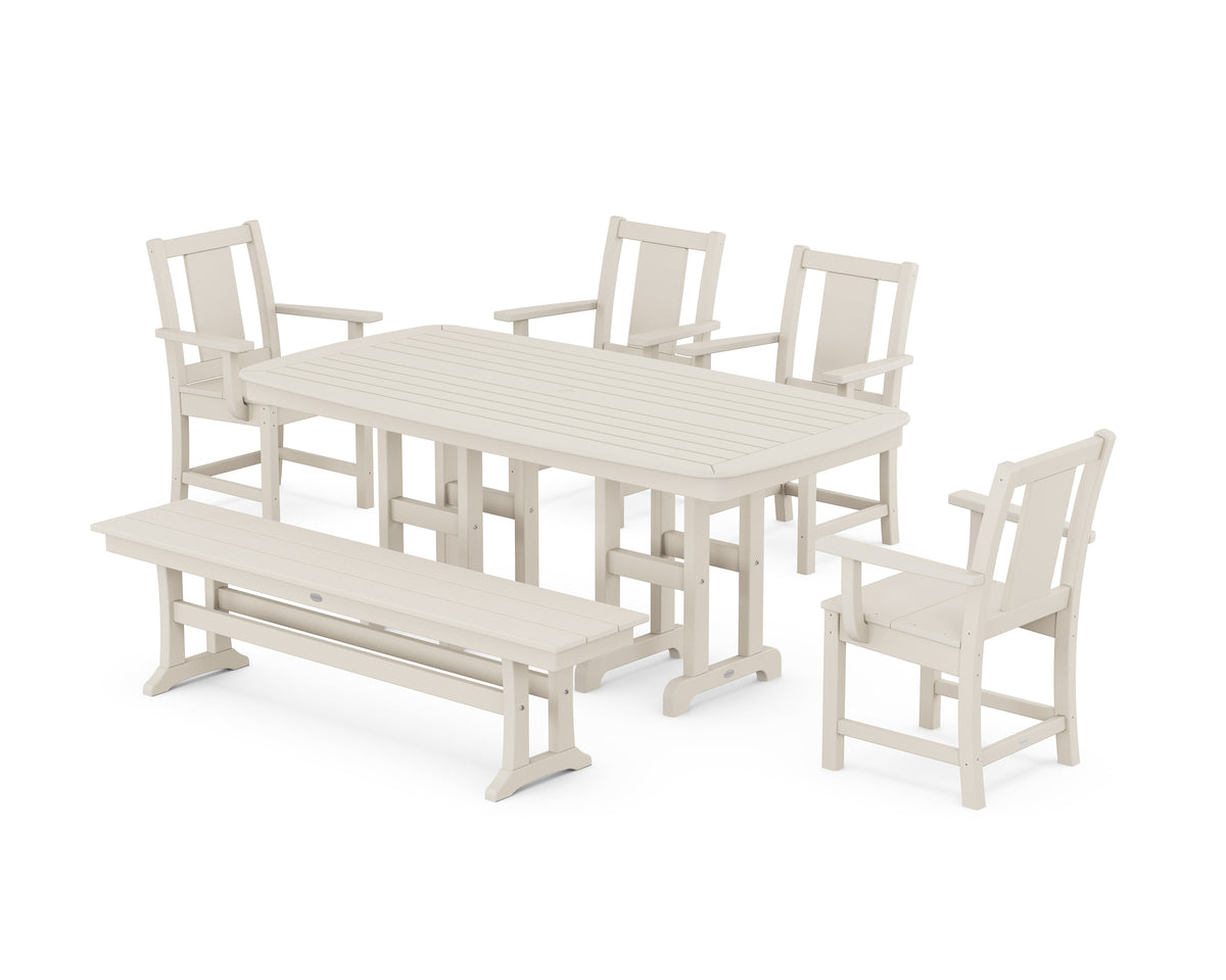 POLYWOOD Prairie 6-Piece Dining Set with Bench in Sand