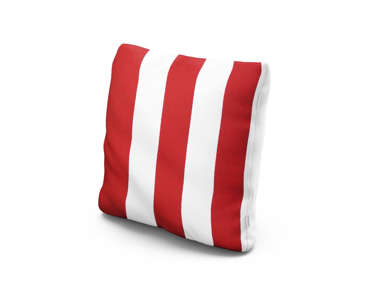 POLYWOOD 18" Outdoor Throw Pillow in Cabana Stripe Crimson