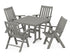 POLYWOOD Vineyard Folding Chair 5-Piece Farmhouse Dining Set in Slate Grey