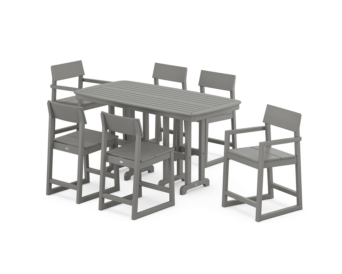 POLYWOOD EDGE 7-Piece Counter Set in Slate Grey
