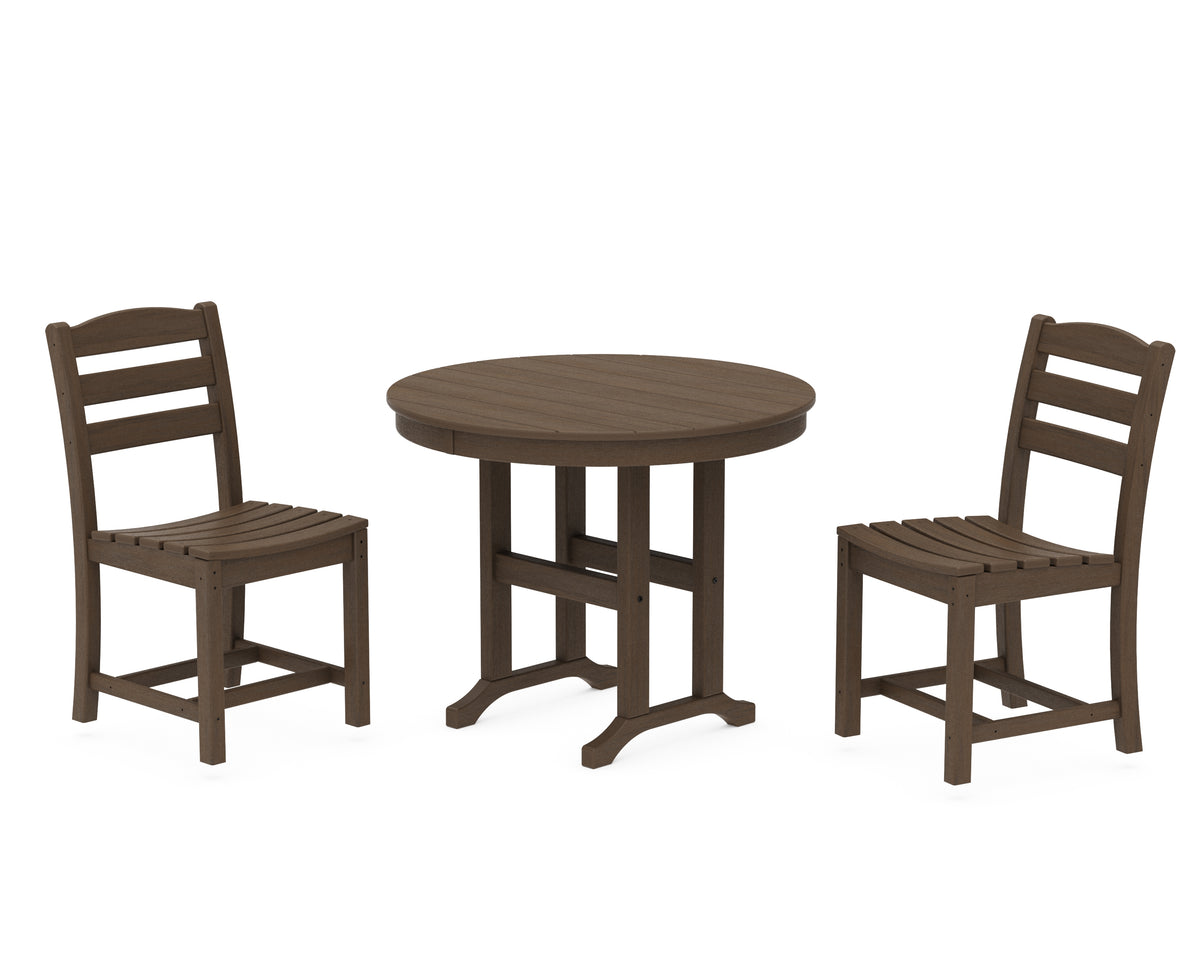 POLYWOOD La Casa Café Side Chair 3-Piece Round Dining Set in Kona