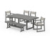 POLYWOOD EDGE Sling 6-Piece Dining Set with Bench in Slate Grey / Birch