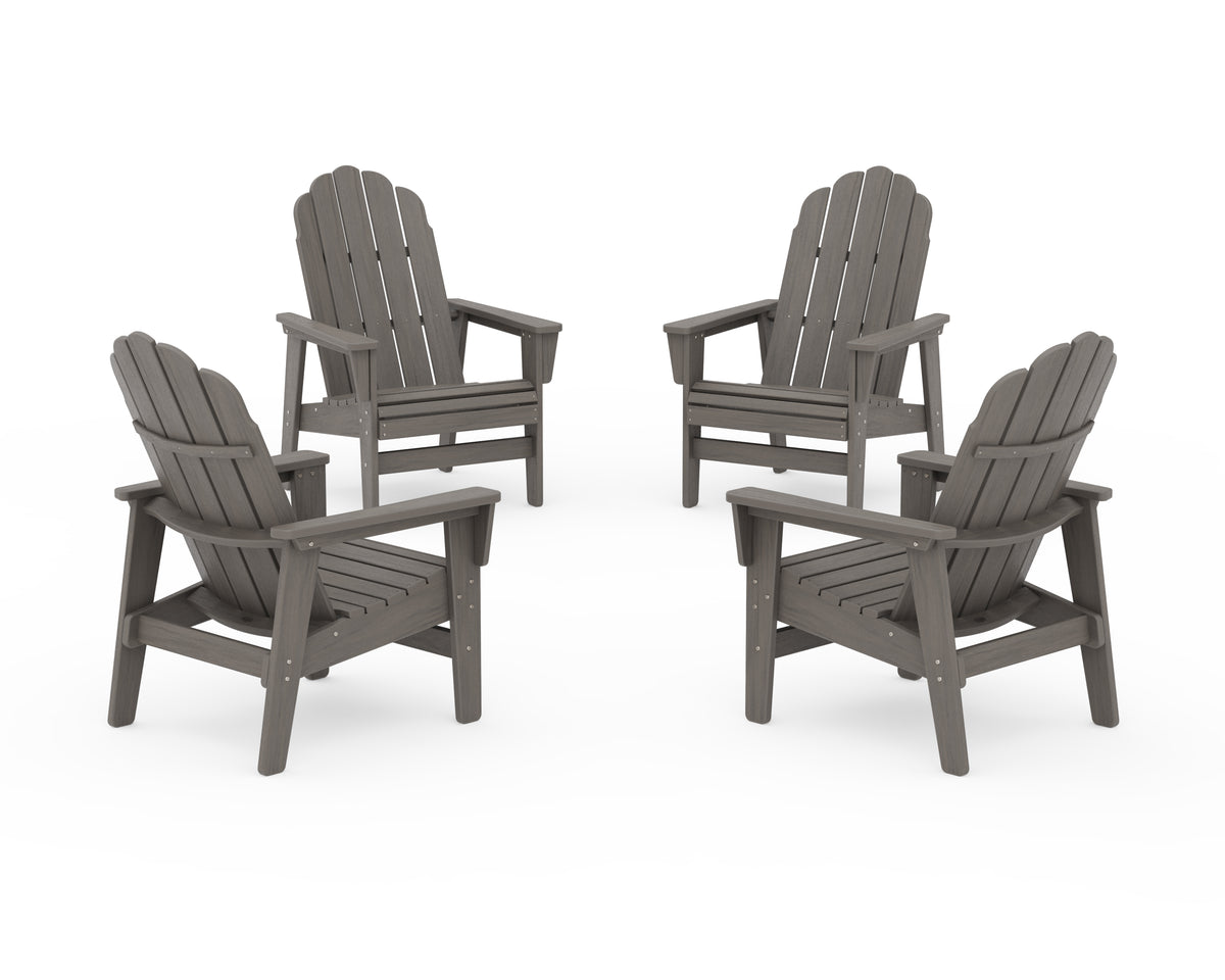 POLYWOOD 4-Piece Vineyard Grand Upright Adirondack Chair Conversation Set in Driftwood