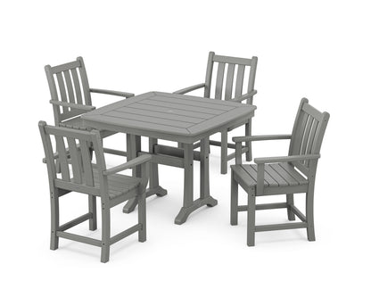 POLYWOOD Traditional Garden 5-Piece Dining Set with Trestle Legs - 37" Table in Slate Grey