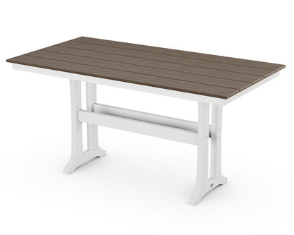 POLYWOOD Farmhouse Trestle 37" x 72" Counter Table in White / Kona