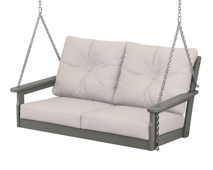 POLYWOOD Vineyard Deep Seating Swing in Slate Grey / Dune Burlap