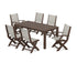 POLYWOOD Coastal Folding Chair 7-Piece Parsons Dining Set with Coastal Folding Side Chair in Mahogany / Birch